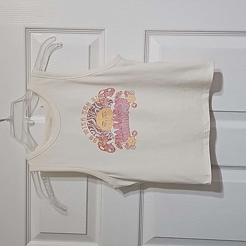 Hollister "Rise with the Sun - Harmony" Cream High Neck Groovy Tank Top Medium